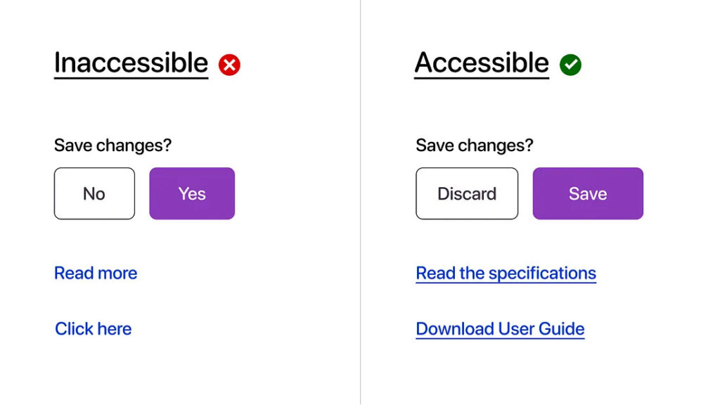 Ambiguous Link Labeling example from UX article